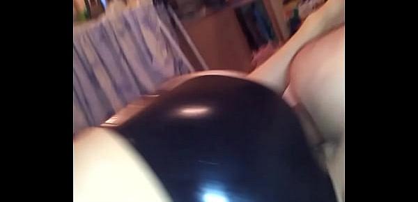  Me fucking my wife&039;s big ass in latex pants at home